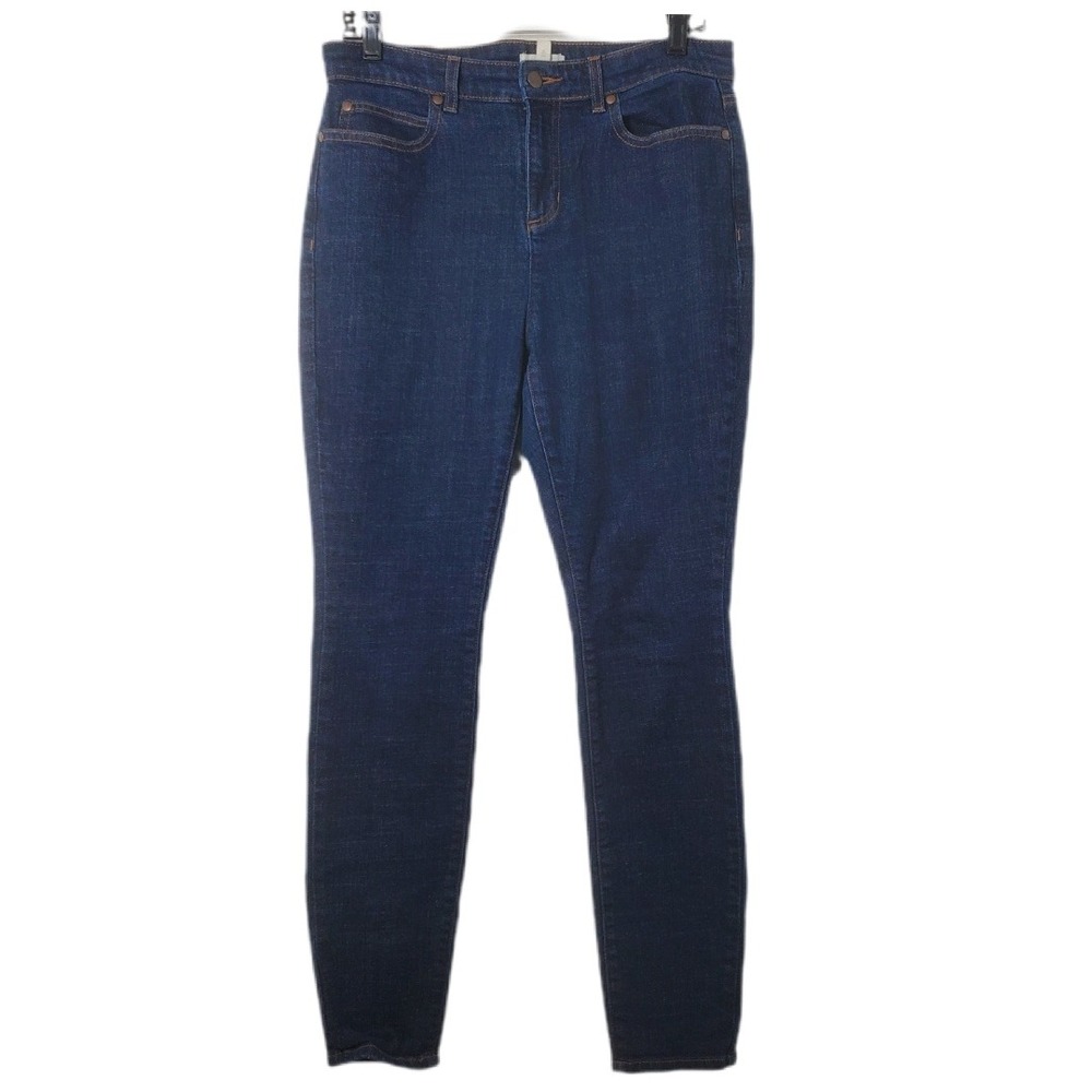 Eileen Fisher Womens Size 8 Organic Cotton Skinny Jeans Dark Wash Indigo Stretch